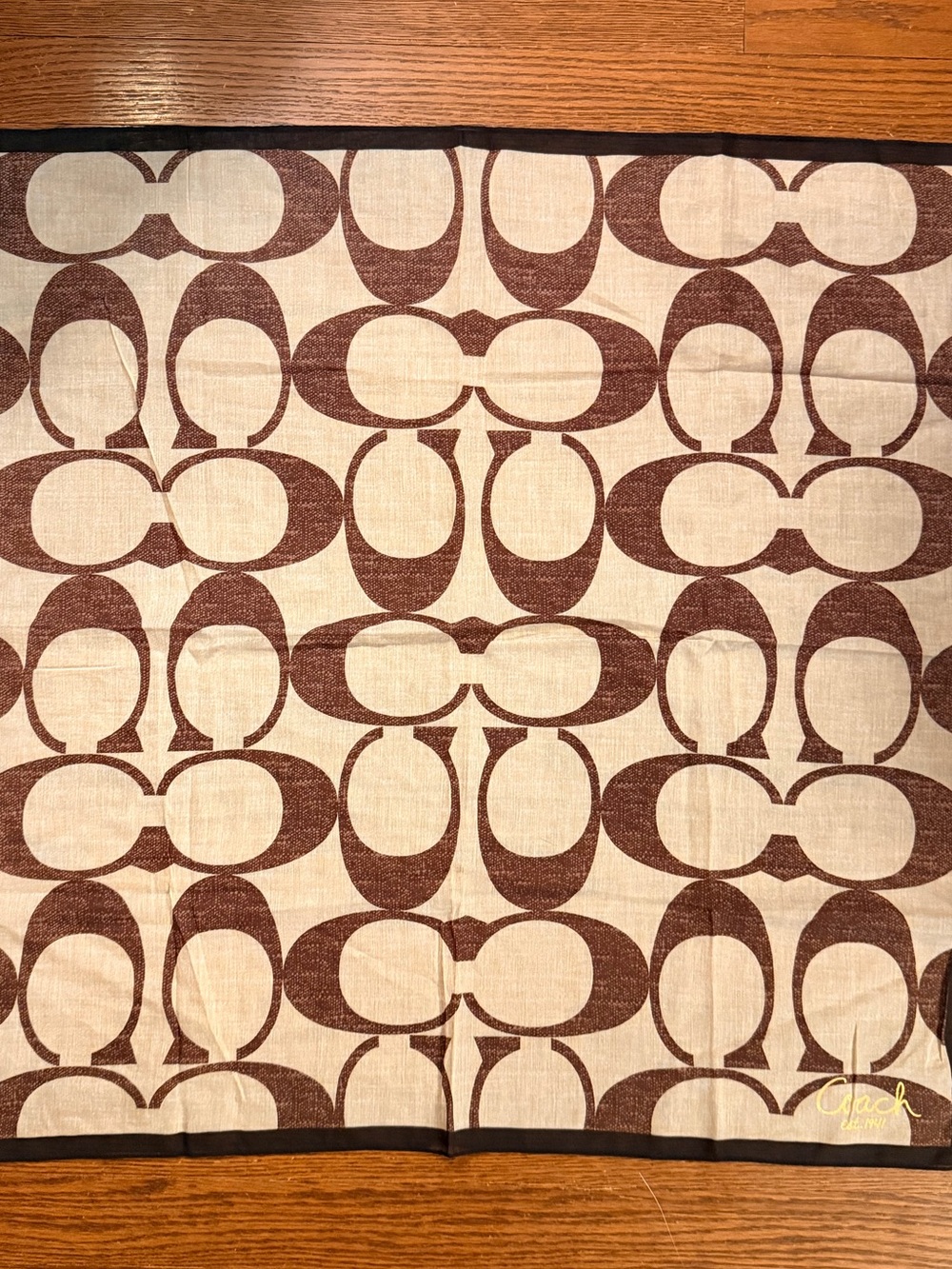 Vintage Coach Signature C Silk/Cotton Blend 27” Scarf - Picture 7 of 9